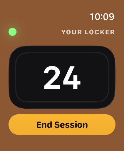 LockedIn active session screen showing the selected locker number.
